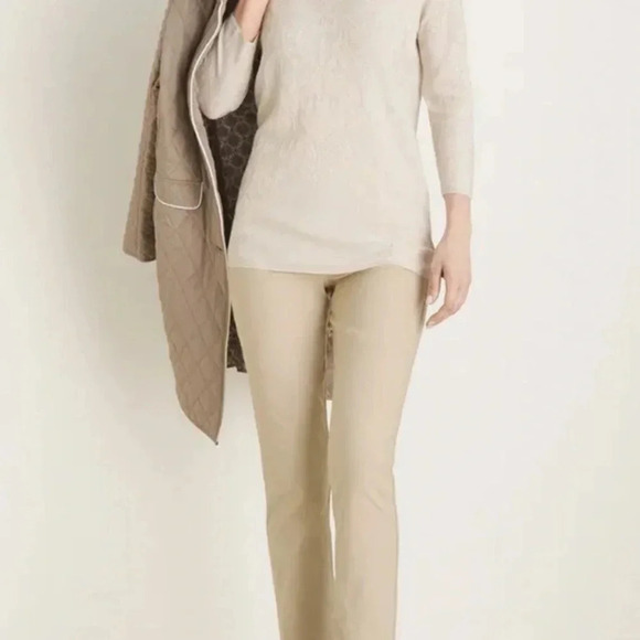 Chico’s‎ Ivory Double V Neck Baroque Sweater Womens Size Large (747) - Picture 2 of 6